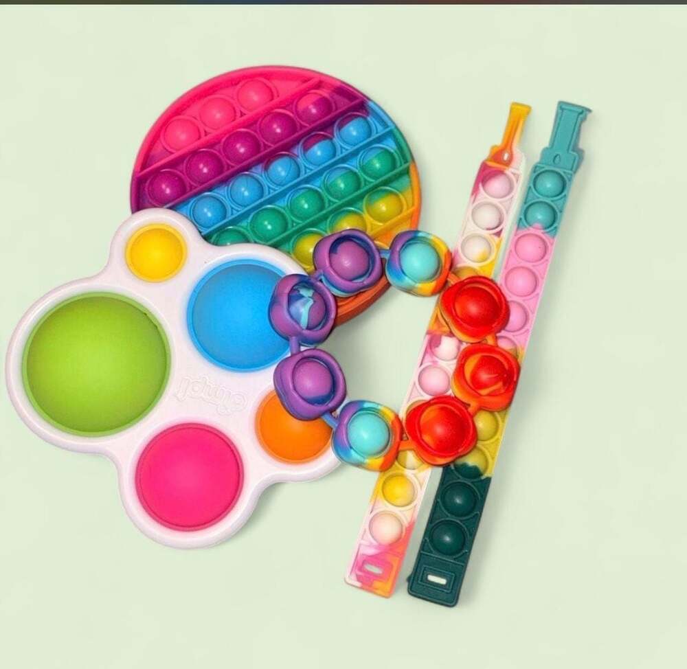 Fat Brain Toys Dimpl and Assorted Rainbow Fidget Toy Bundle